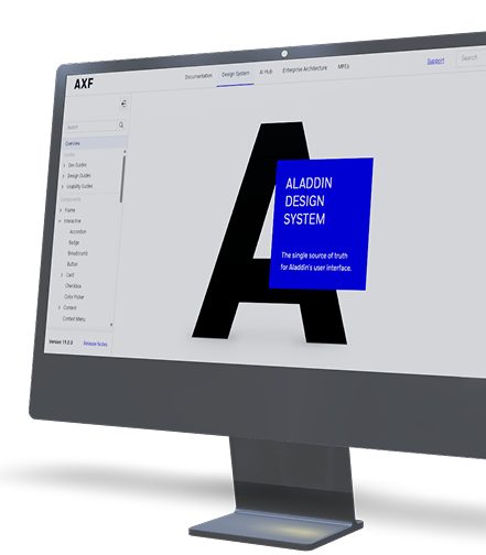 Aladdin Design System shown on a desktop screen