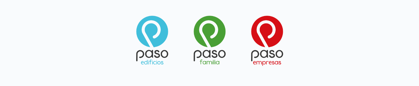 Paso's three sub-brands: Edificios, Familia and Empresas