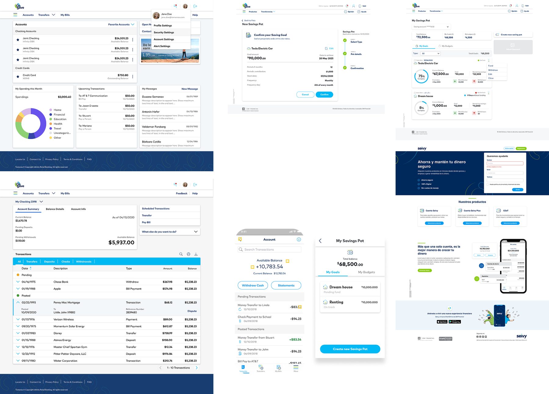 Early online banking explorations: accounts, savings pots and transactions